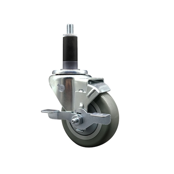 Service Caster 3.5'' SS Gray Poly Swivel 1-1/8'' Expanding Stem Caster with Brake SCC-SSEX20S3514-PPUB-TLB-118 - main